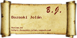 Bozsoki Jolán névjegykártya